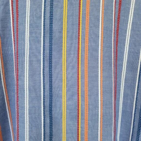 Sandy & Sid Striped Knot Button Down Blouse Womens Size M Blue Multi Cropped - Picture 7 of 10
